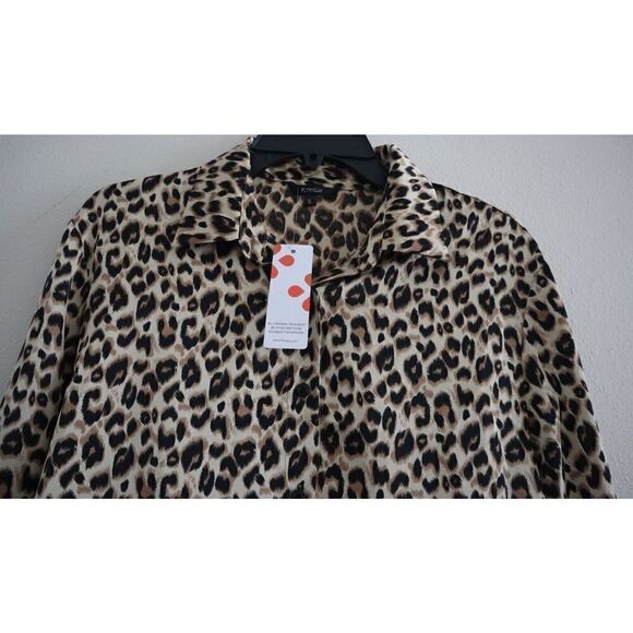 FloryDay Women’s Sz Small Leopard Print Long Sleeve Button-Up Collared Shirt - Picture 2 of 5